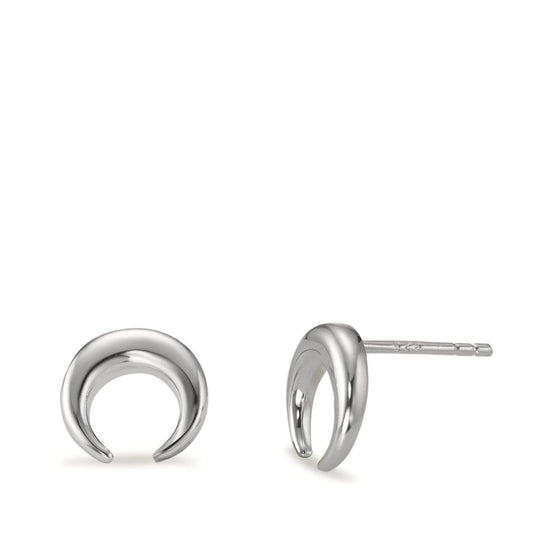 Clous d'oreilles Argent Rhodié Lune Ø10 mm