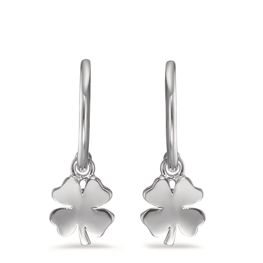 Pendant d'oreilles Argent Rhodié Feuille de Trèfle Ø7.5 mm