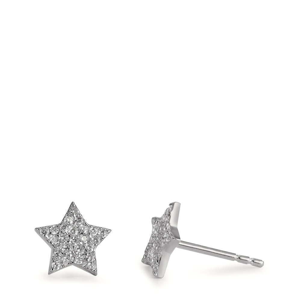 Clous d'oreilles Argent Zircone Rhodié Étoile Ø8.5 mm