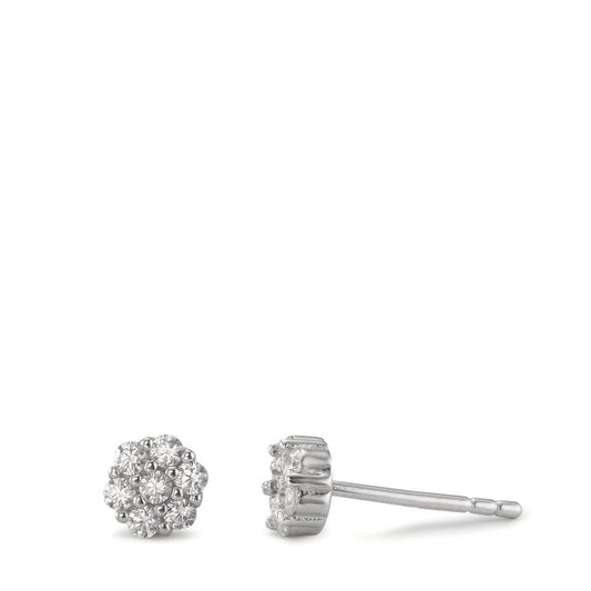 Clous d'oreilles Argent Zircone 14 Pierres Rhodié Ø5 mm