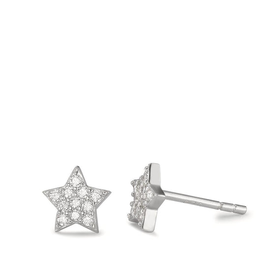 Clous d'oreilles Argent Zircone Rhodié Étoile Ø7 mm