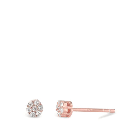 Clous d'oreilles Argent Zircone 2 Pierres rosé Plaqué or Ø4 mm