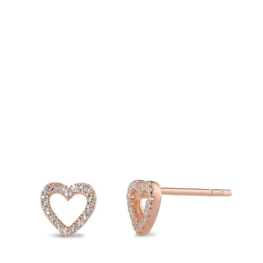 Clous d'oreilles Argent Zircone rosé Plaqué or Coeur Ø6.5 mm