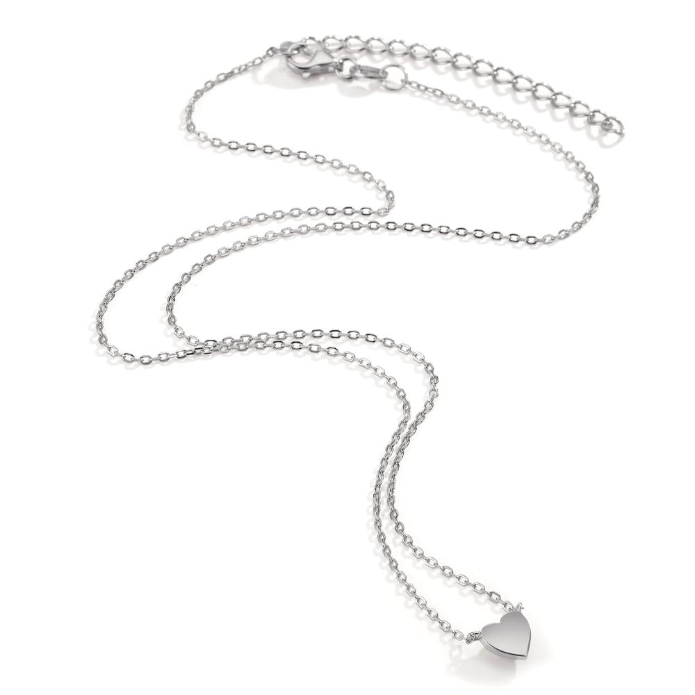 Collier Argent Rhodié Coeur 39-44 cm