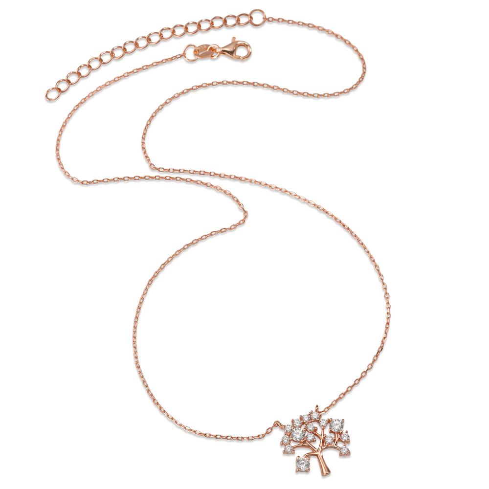 Collier Argent Zircone 15 Pierres rosé Plaqué or Arbre de la vie 40-45 cm