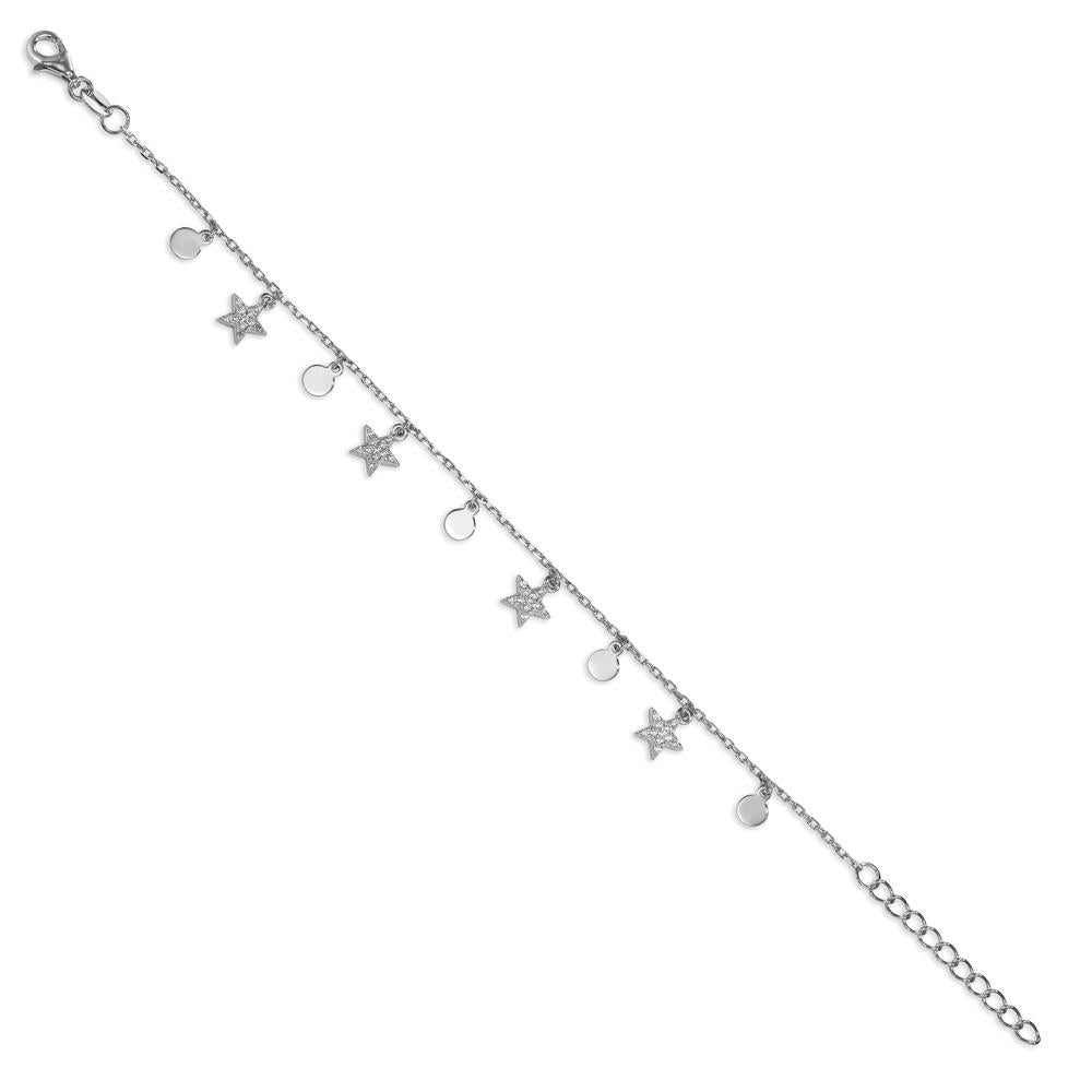 Bracelet Argent Zircone Rhodié Étoile 16-19 cm