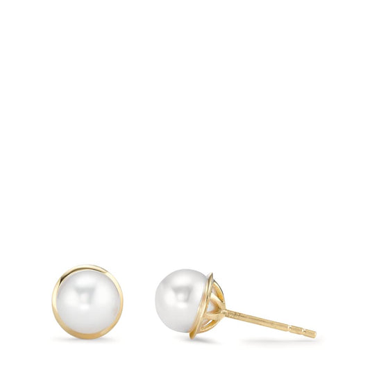 Clous d'oreilles Or jaune 18K perle d'eau douce Ø7.5 mm