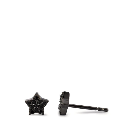 Clous d'oreilles Métal Zircone noir Rhodié Étoile Ø6 mm