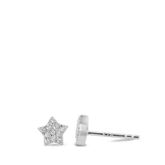 Clous d'oreilles Argent Zircone Rhodié Étoile Ø6 mm