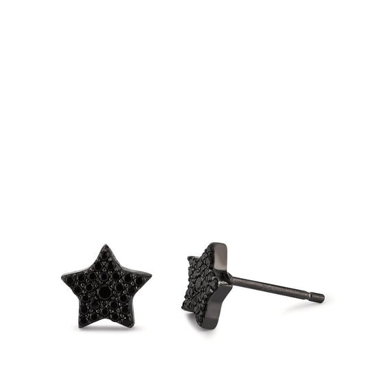 Clous d'oreilles Métal Zircone noir Rhodié Étoile Ø8 mm