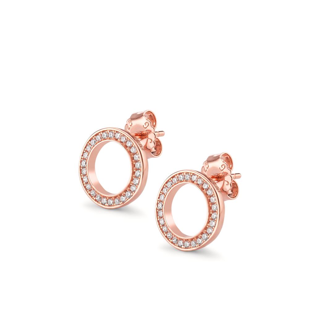 Clous d'oreilles Argent Zircone rosé Plaqué or Ø11 mm