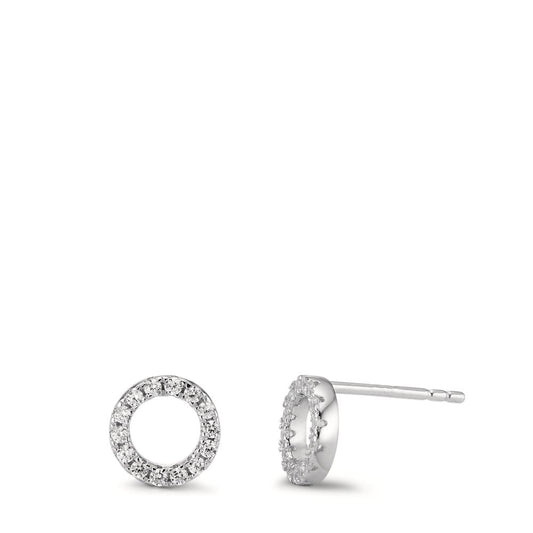 Clous d'oreilles Argent Zircone Rhodié Ø8 mm