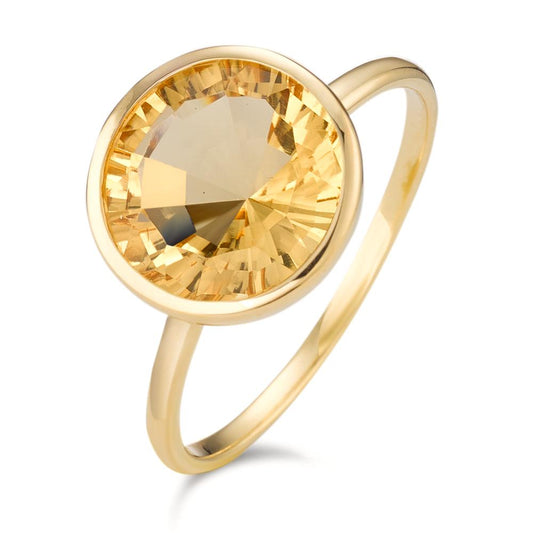 Bague Argent Citrine 3.35 ct jaune Plaqué or Ø11.5 mm