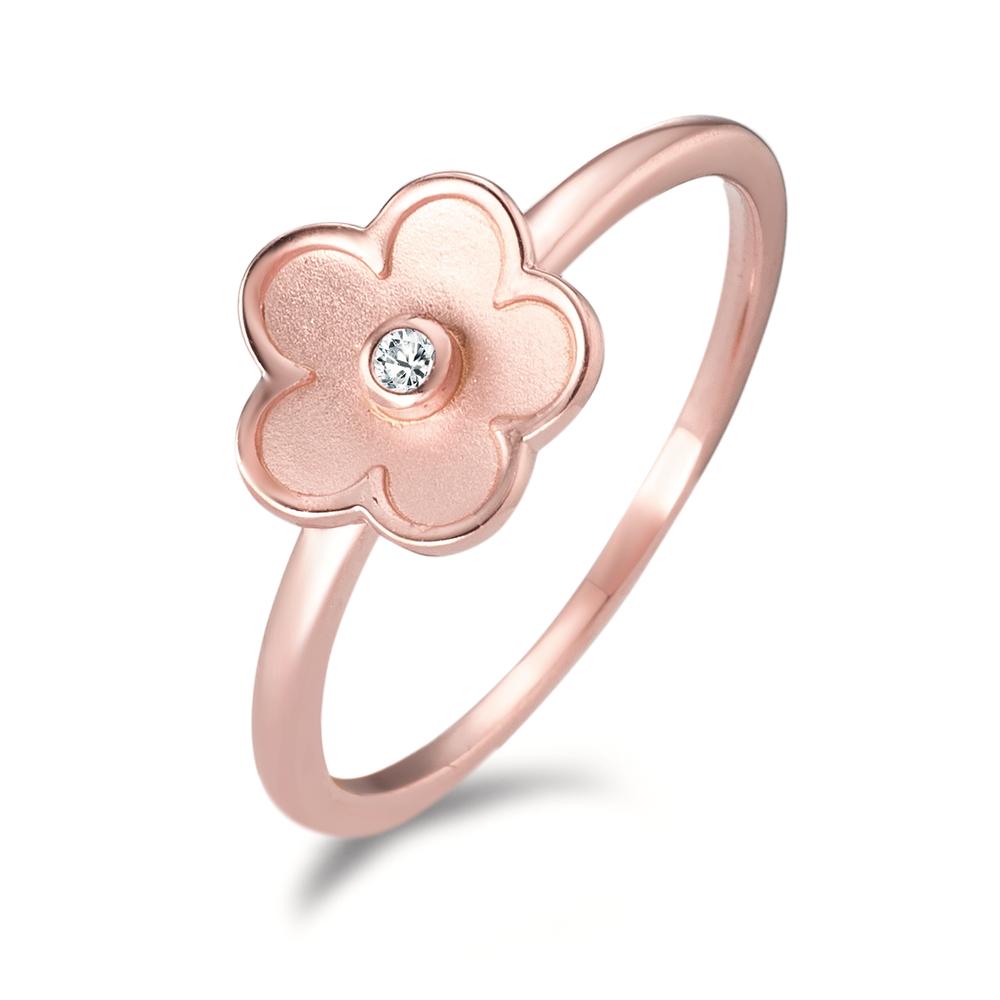 Bague Argent Zircone rosé Plaqué or Fleur Ø9 mm