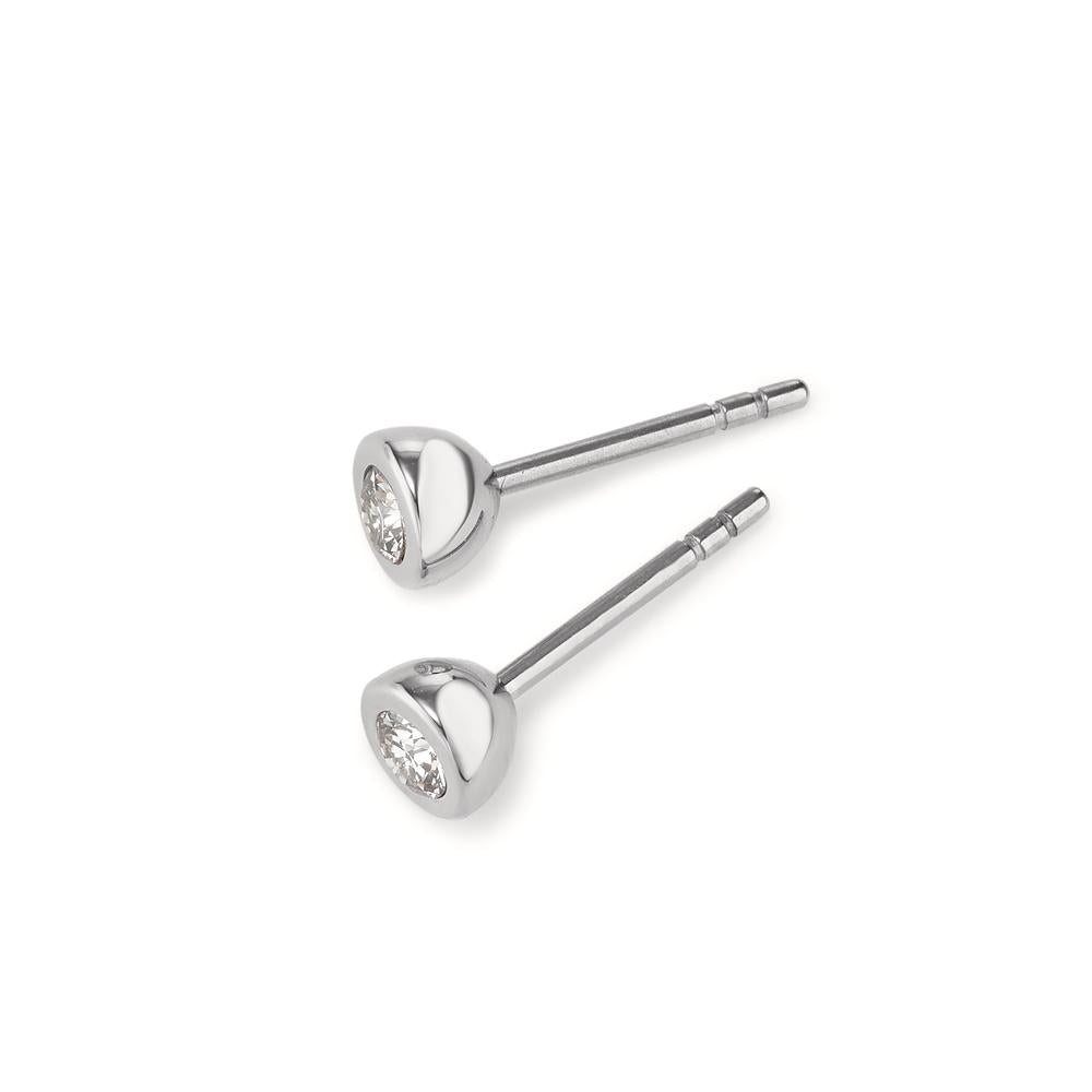 Clous d'oreilles Acier inoxydable Zircone blanc, 2 Pierres Ø5 mm