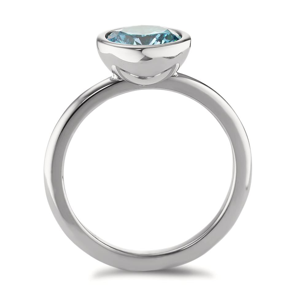 Bague Acier inoxydable Zircone aqua Ø9.5 mm