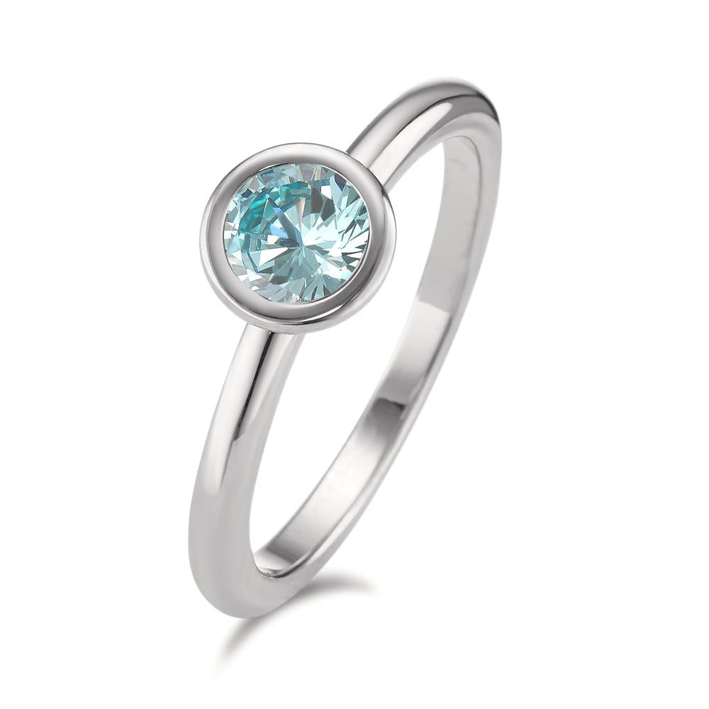 Bague Acier inoxydable Zircone aqua Ø7 mm