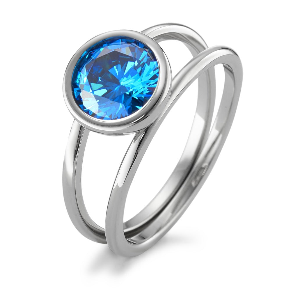 Bague Acier inoxydable Zircone bleu Ø9.5 mm