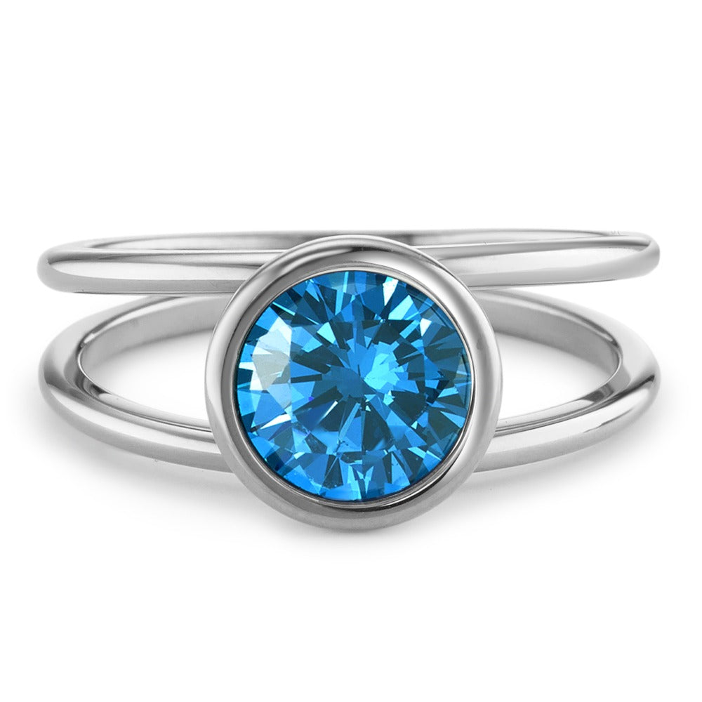 Bague Acier inoxydable Zircone bleu Ø9.5 mm