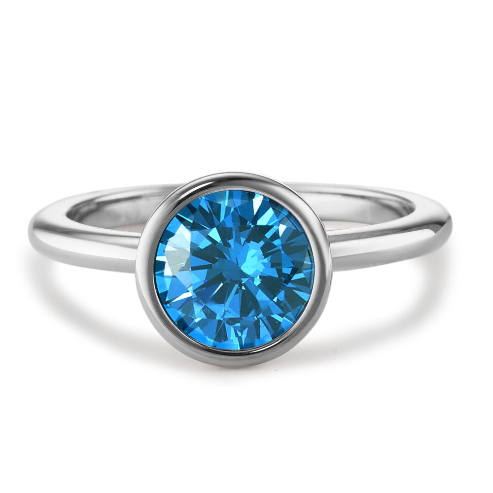 Bague Acier inoxydable Zircone bleu Ø9.5 mm