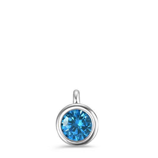 Pendentif Acier inoxydable Zircone bleu Ø7 mm