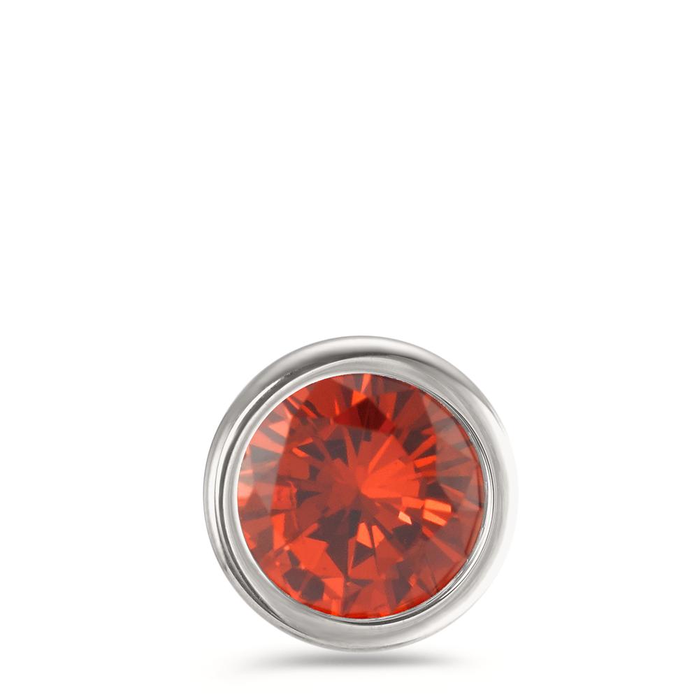 Pendentif Acier inoxydable Zircone rouge Ø13 mm