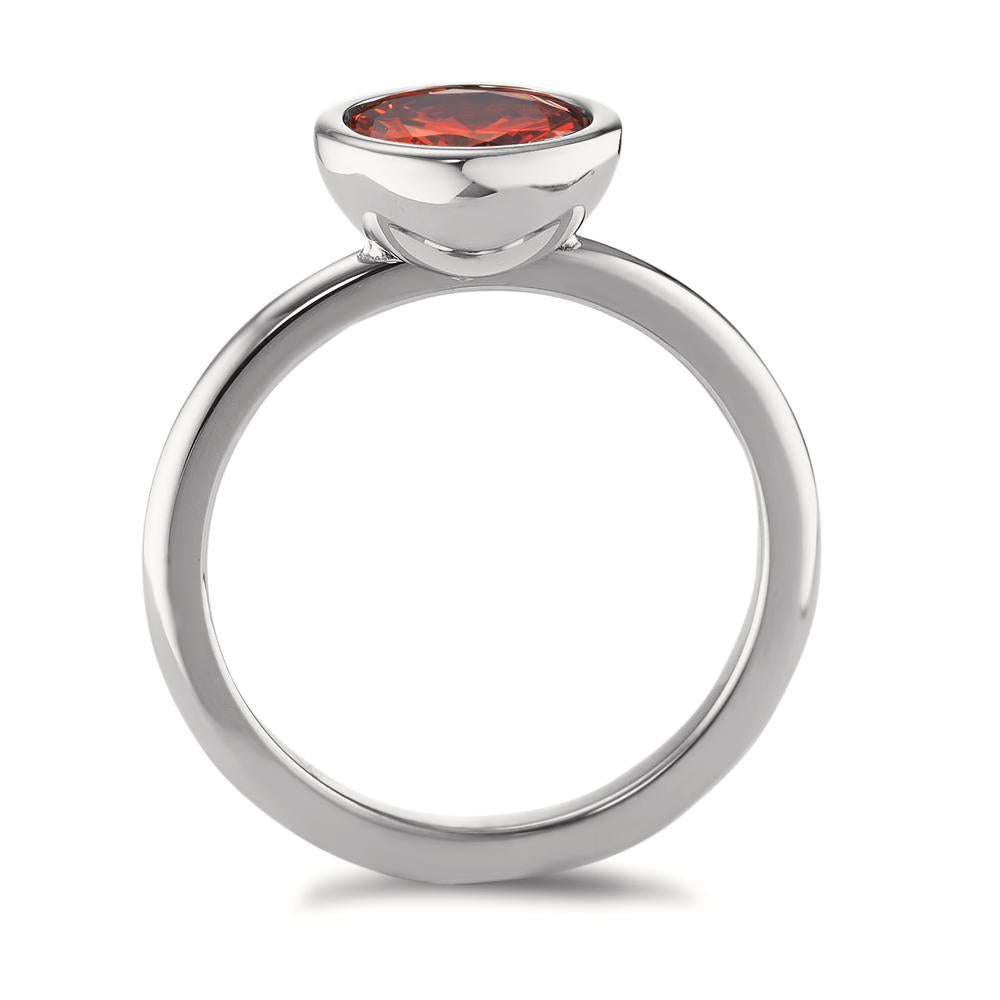 Bague Acier inoxydable Zircone rouge Ø9.5 mm