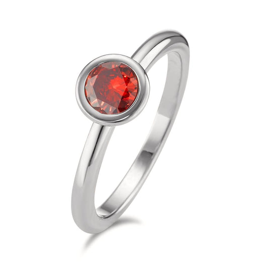 Bague Acier inoxydable Zircone rouge Ø7 mm