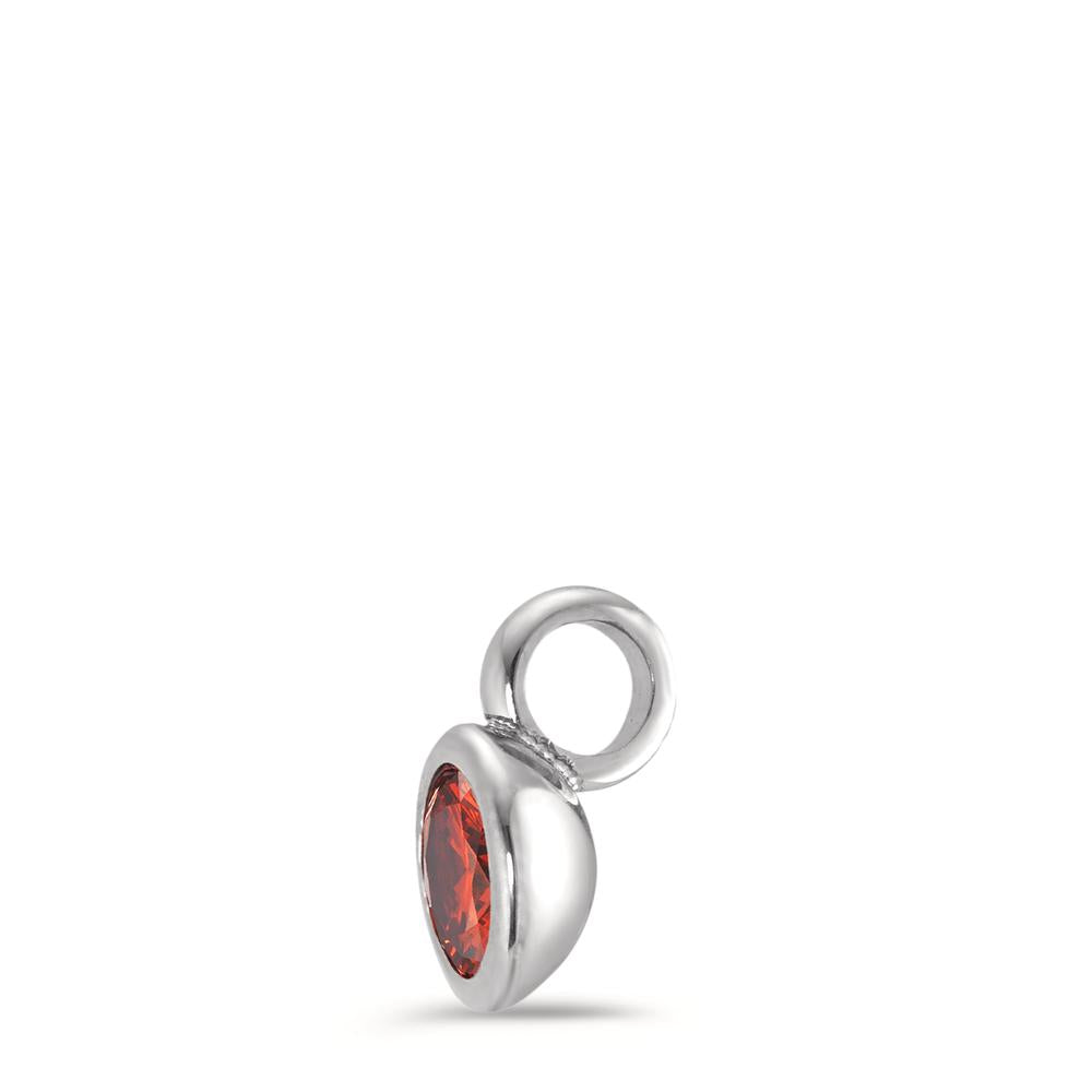 Pendentif Acier inoxydable Zircone rouge Ø7 mm