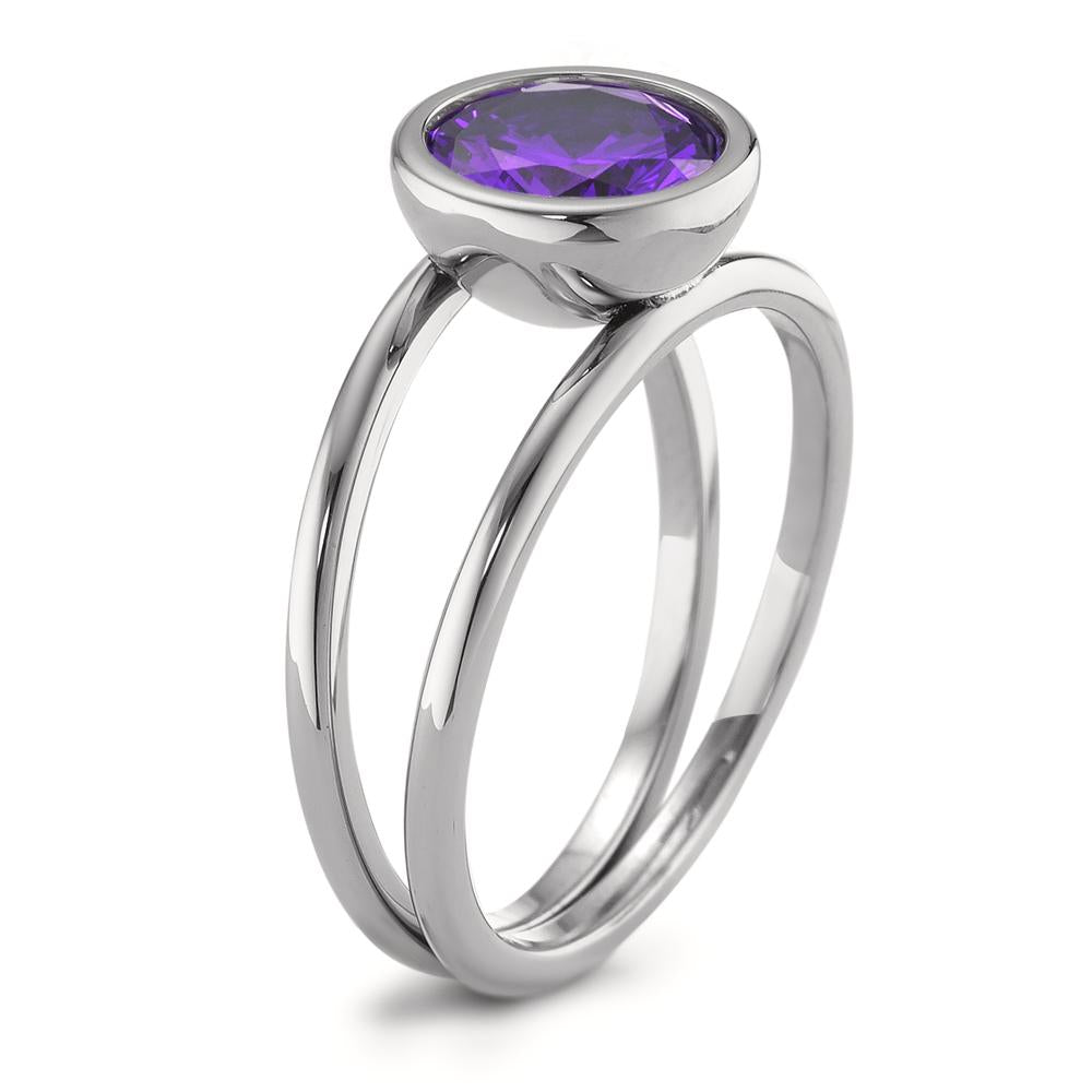 Bague Acier inoxydable Zircone violet Ø9.5 mm