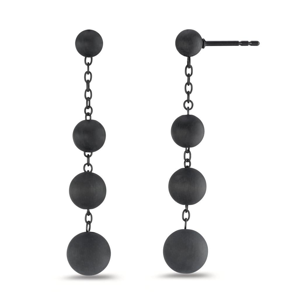 Pendant d'oreilles Acier inoxydable, Carbone noir PVD Ø8 mm