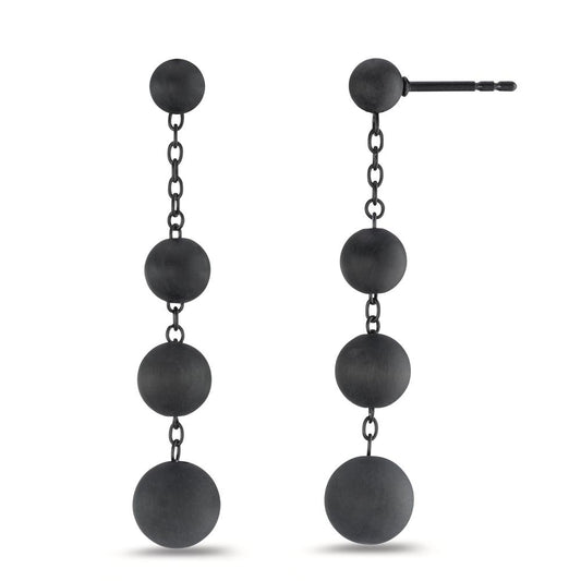 Pendant d'oreilles Acier inoxydable, Carbone noir PVD Ø8 mm