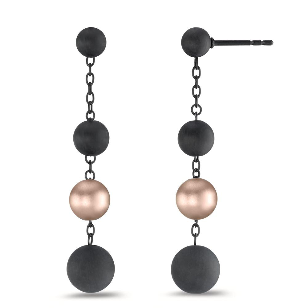 Pendant d'oreilles Acier inoxydable, Aluminium noir PVD Ø8 mm