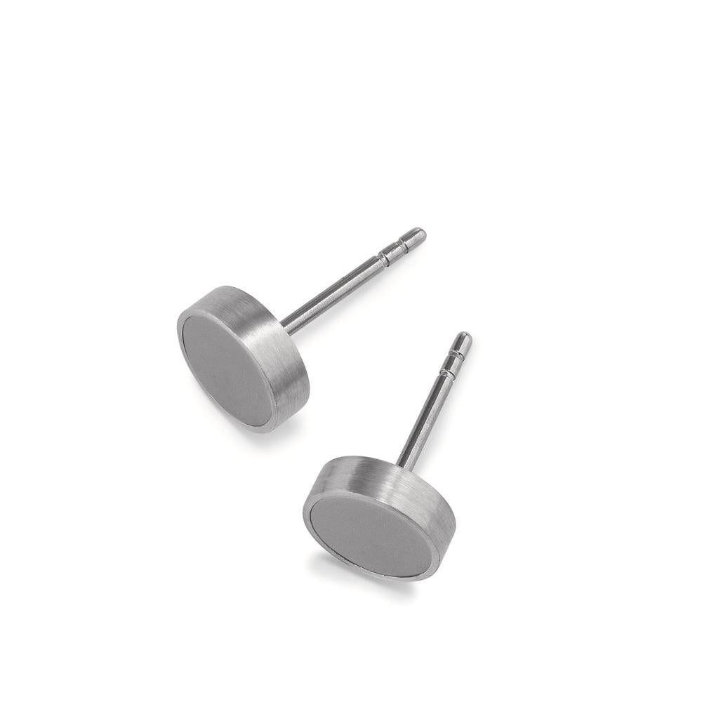 Clous d'oreilles Acier inoxydable gris PVD Ø8 mm