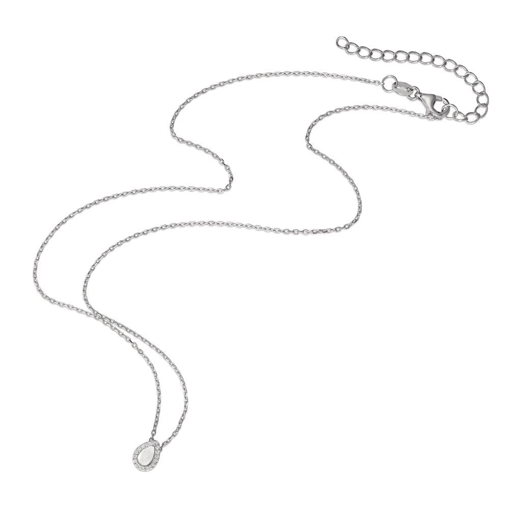 Collier Argent Zircone Rhodié nacre 40-45 cm