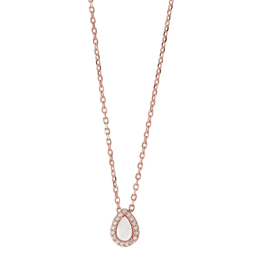 Collier Argent Zircone rosé Plaqué or nacre 40-45 cm