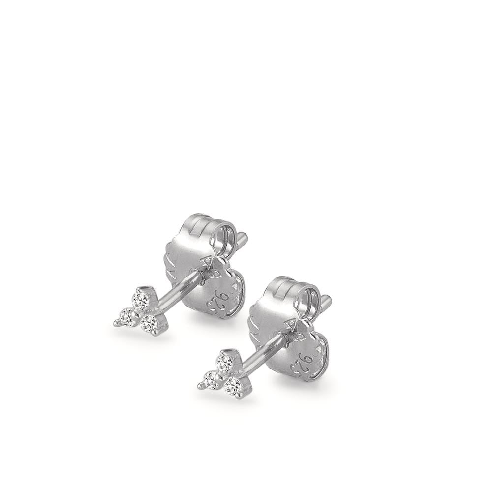 Clous d'oreilles Argent Zircone 6 Pierres Rhodié Ø3 mm