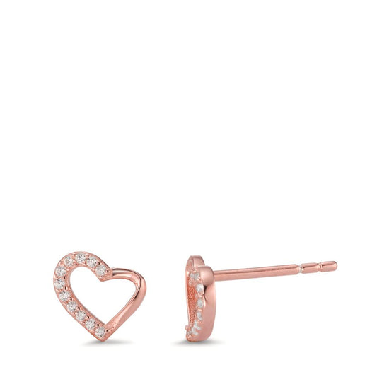 Clous d'oreilles Argent Zircone 22 Pierres rosé Plaqué or Coeur Ø7.5 mm