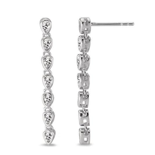 Pendant d'oreilles Argent Zircone 14 Pierres Rhodié