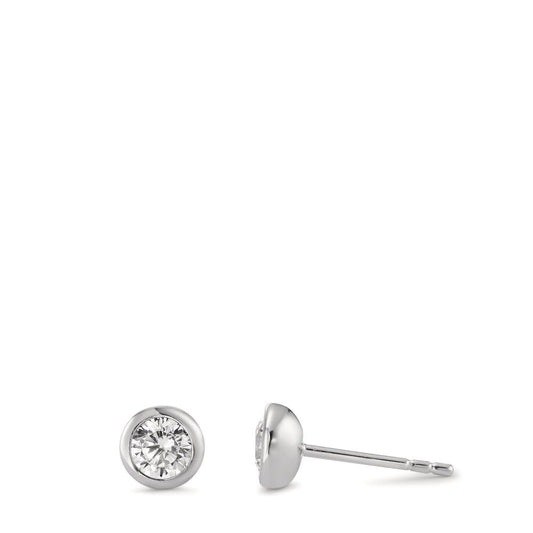 Clous d'oreilles Argent Zircone 2 Pierres Rhodié Ø5.5 mm