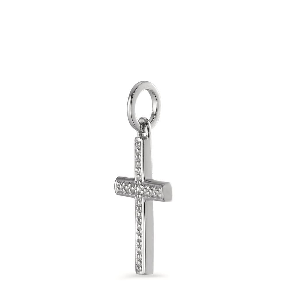 Pendentif Or blanc 9K Diamant 0.005 ct, brillant, p1 Croix