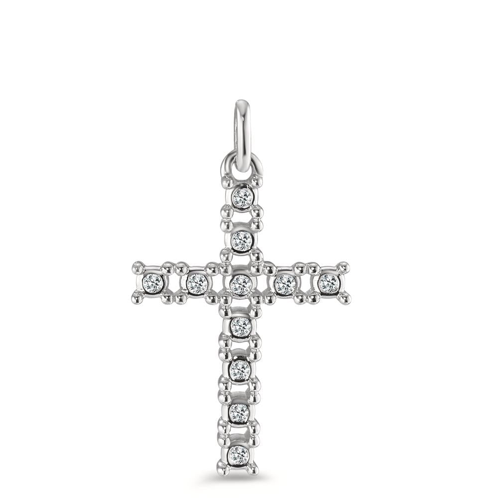 Pendentif Or blanc 9K Diamant 0.045 ct, 11 Pierres, brillant, p1 Croix