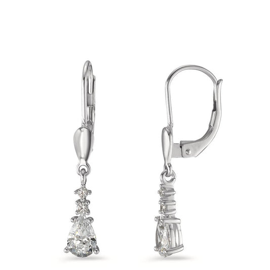 Pendant d'oreilles Or blanc 9K Zircone 6 Pierres