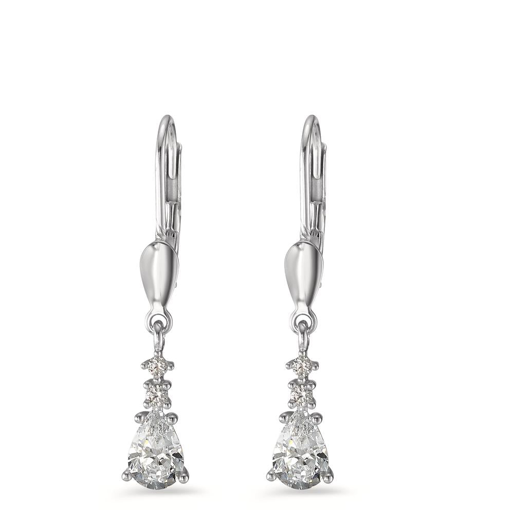 Pendant d'oreilles Or blanc 9K Zircone 6 Pierres