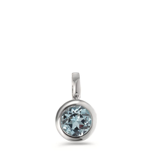 Pendentif Or blanc 9K Topaze bleu Ø6.5 mm