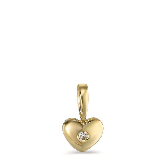 Pendentif Or jaune 9K Diamant 0.01 ct, brillant, p1 Coeur Ø5 mm