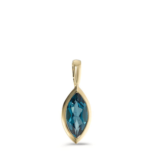 Pendentif Or jaune 9K Topaze London Blue navette