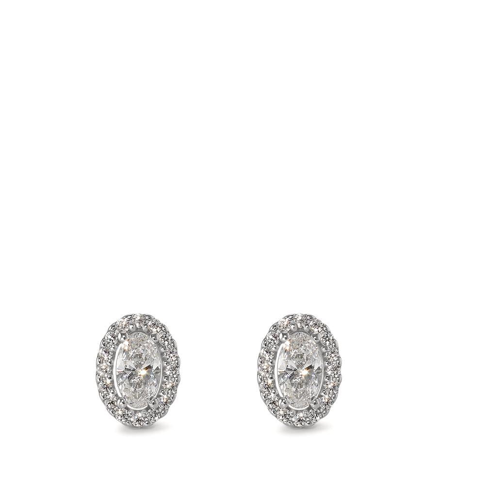 Clous d'oreilles Or blanc 9K Zircone