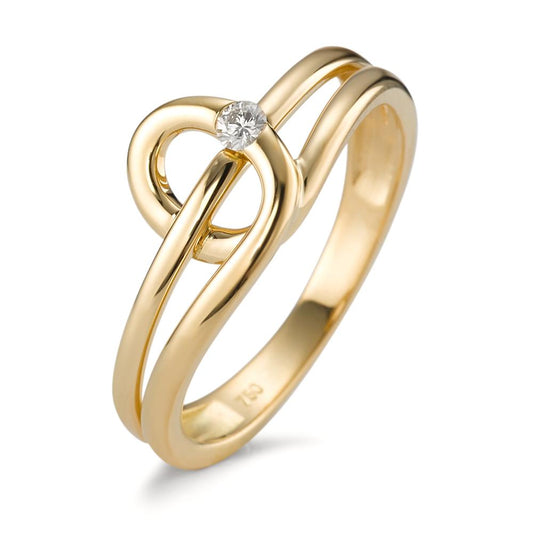 Bague Or jaune 18K Diamant 0.05 ct, brillant, w-si