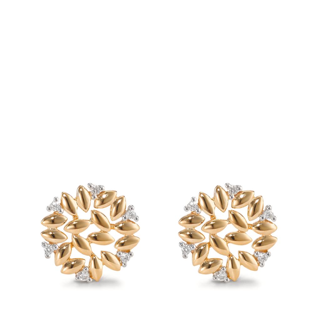 Clous d'oreilles Or jaune 18K Diamant 0.07 ct, 12 Pierres, brillant, w-si Bicolore Ø10 mm